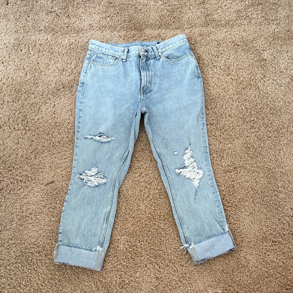 rag & bone Light Blue Distressed Ankle Jeans
